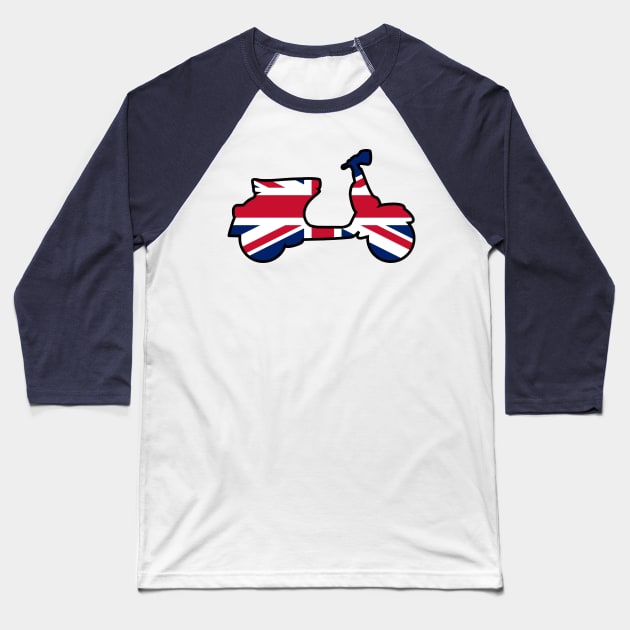 Union Jack Scooter Baseball T-Shirt by Skatee